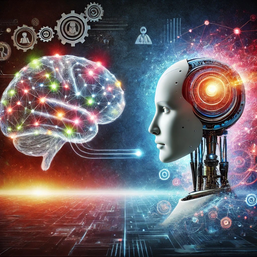 DALLE-2024-09-15-20.56.52---A-futuristic-scene-showing-a-human-brain-on-one-side-connected-by-a-glowing-neural-network-to-artificial-intelligence-represented-by-a-glowing-robot-h